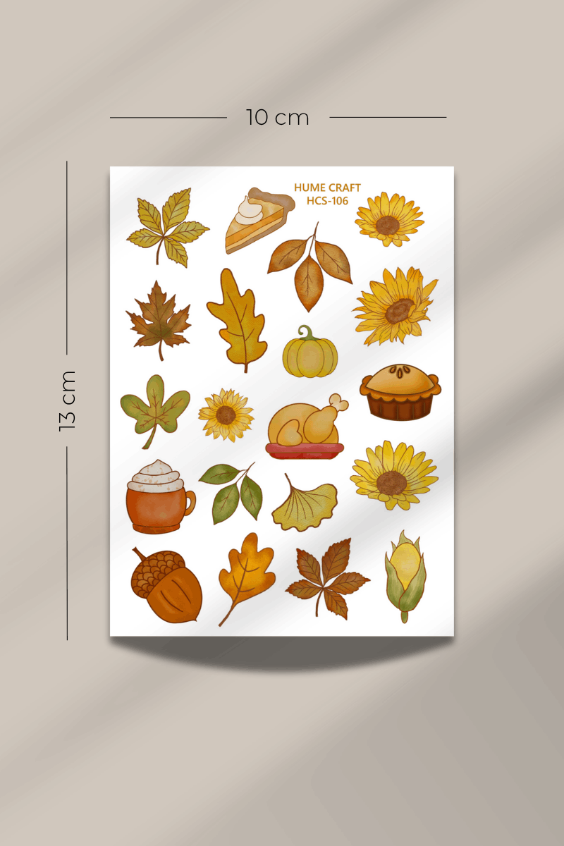 Sonbahar Temalı Şeffaf Sticker Seti
