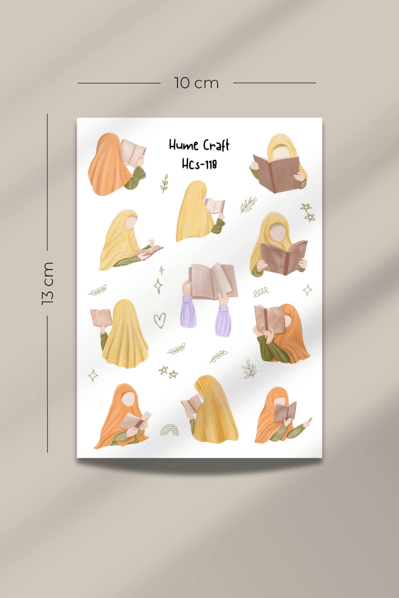 Kitap Okuyan Kız Şeffaf Sticker Seti