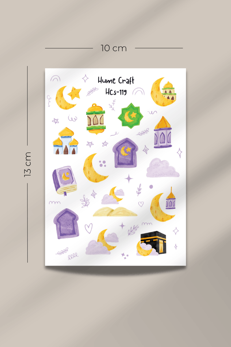 Mor Ramazan Temalı Şeffaf Sticker Seti