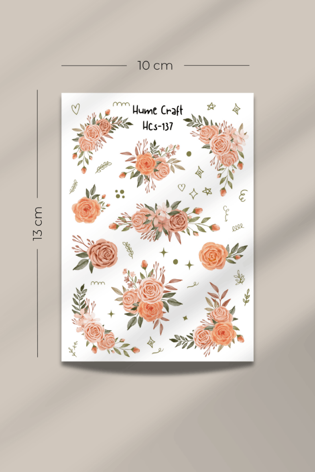 Turuncu Gül Şeffaf Sticker Seti