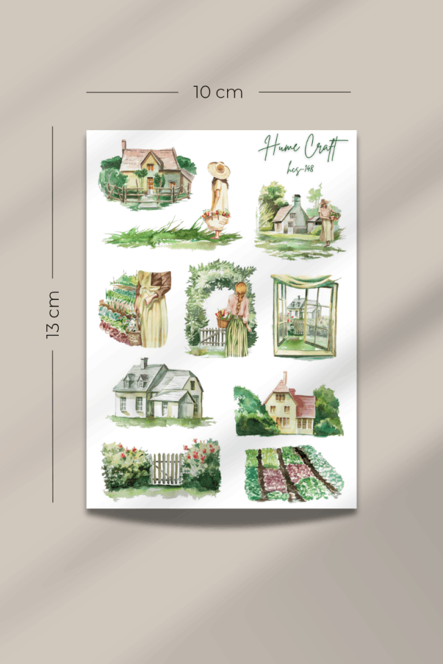 Yeşil ve Evler Sticker Bullet Journal Sticker Seti