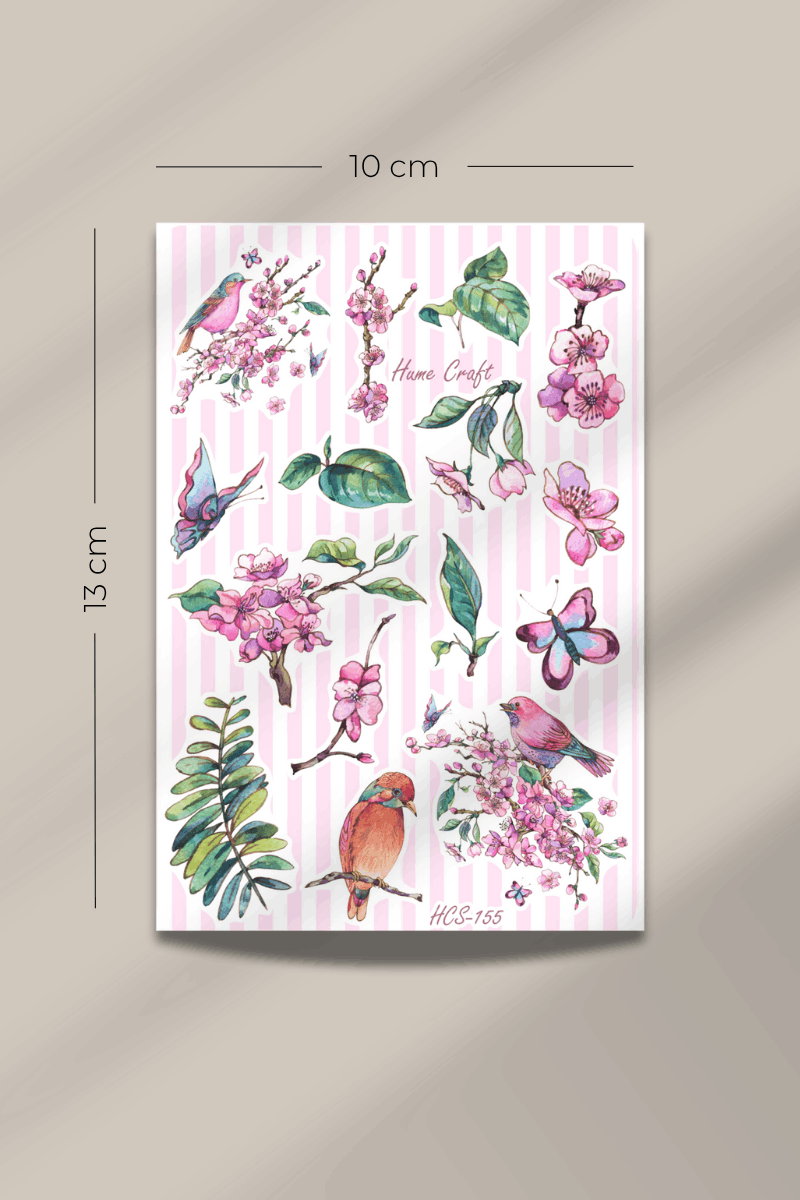 Kuş ve Bitki Temalı Şeffaf Sticker Seti