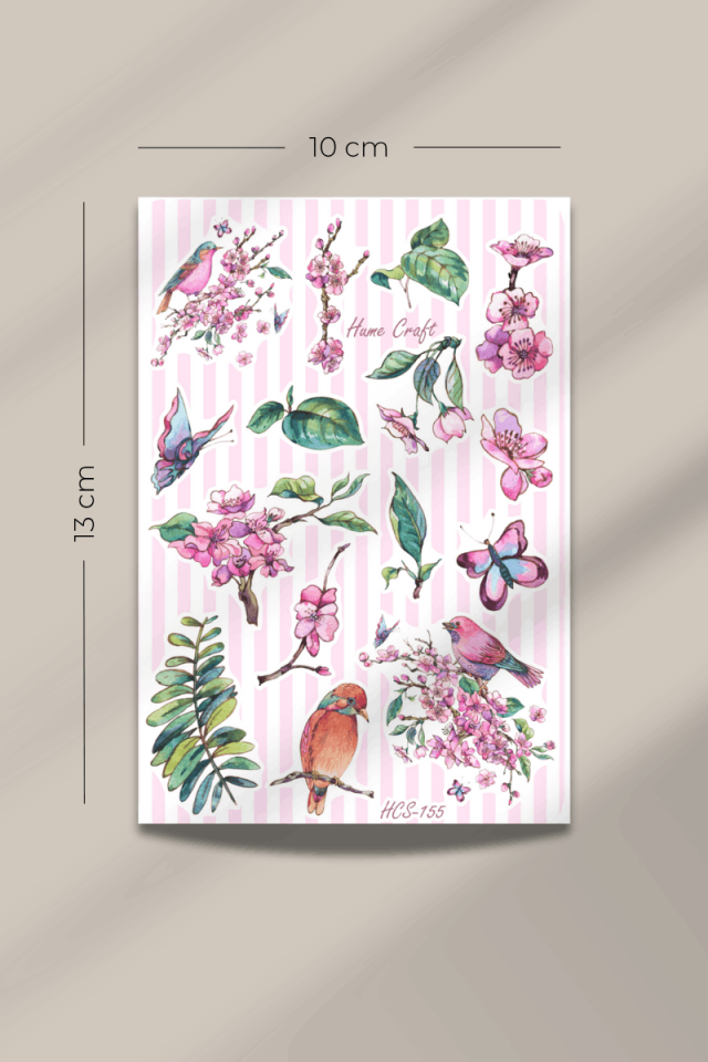 Kuş ve Bitki Temalı Şeffaf Sticker Seti