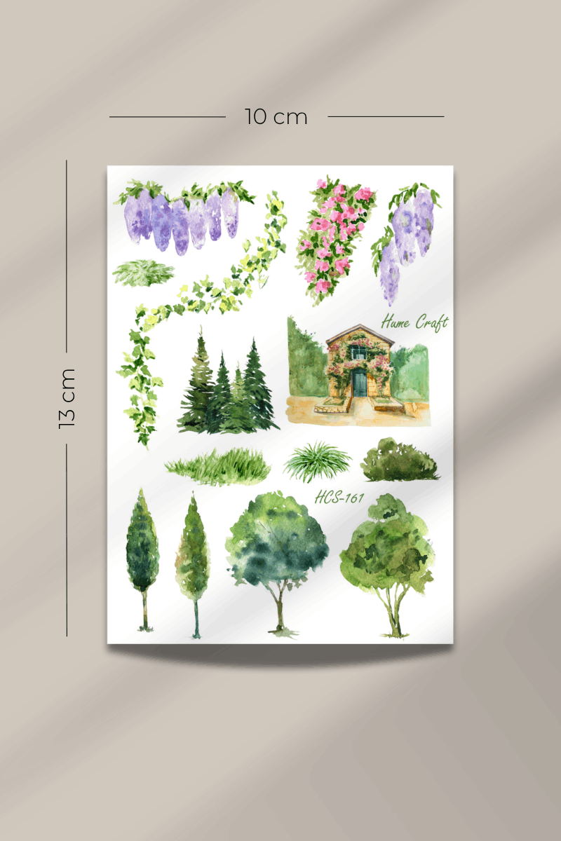 Ağaç ve Ev Temalı Şeffaf Sticker Seti