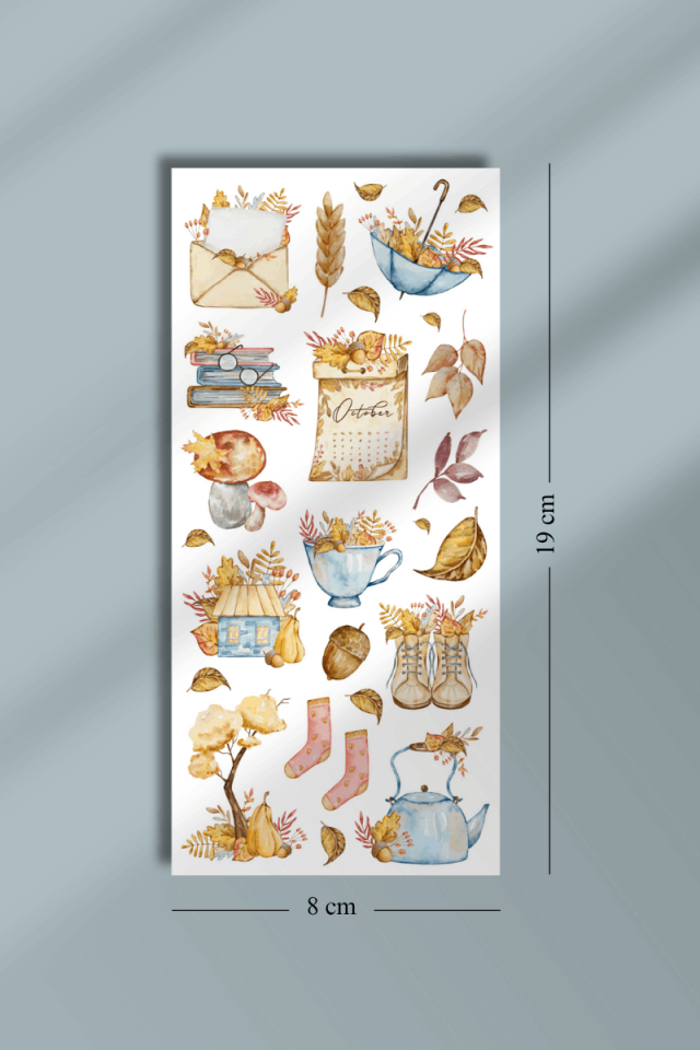 6'lı Sonbahar Temalı Sticker Seti