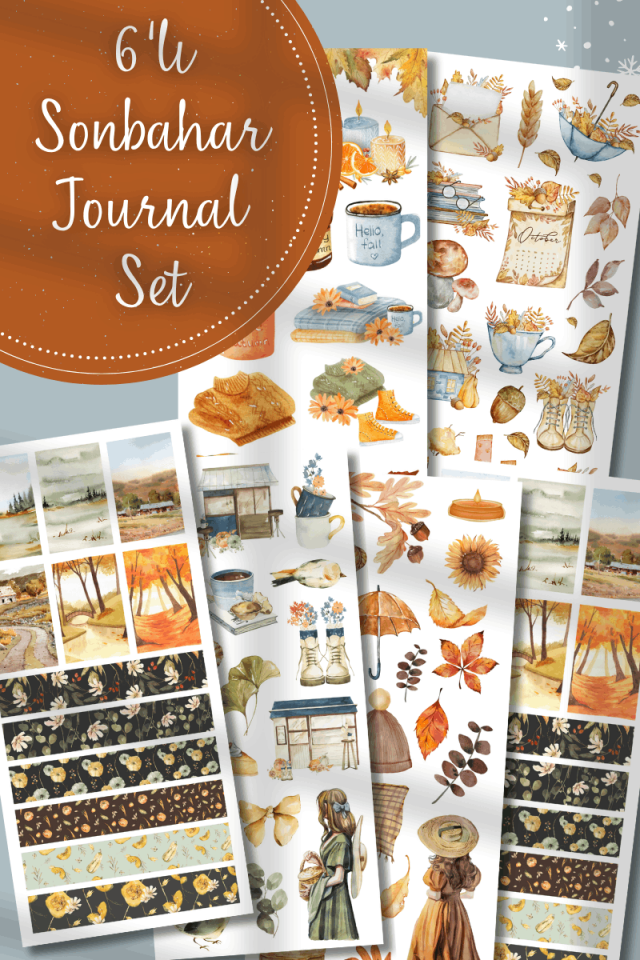 6'lı Sonbahar Temalı Sticker Seti