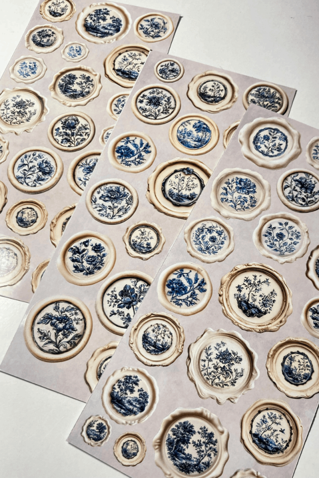 3'lü Mum Mühür Görünümlü Çini Desenli Sticker Seti