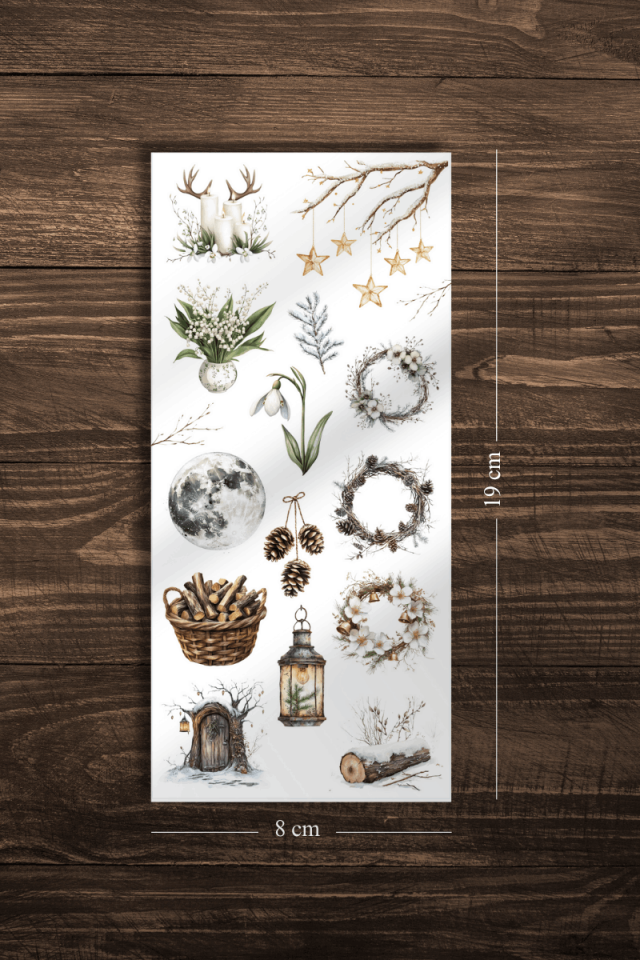 3'lü Kış Temalı Sevimli Hayvanlar Sticker Seti