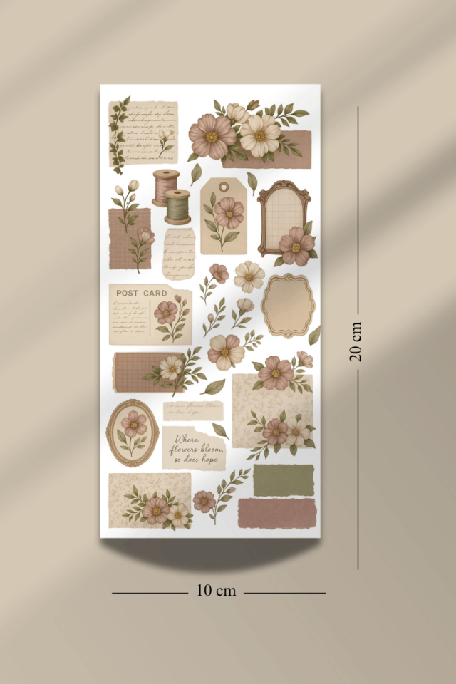 6'lı Vintage Temalı Pul Sticker Seti
