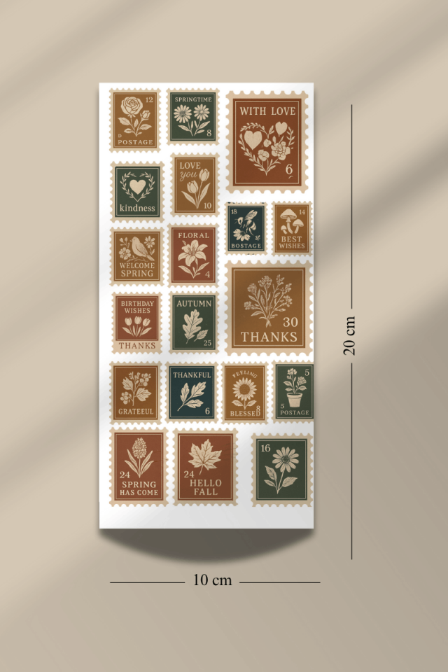 6'lı Vintage Temalı Pul Sticker Seti