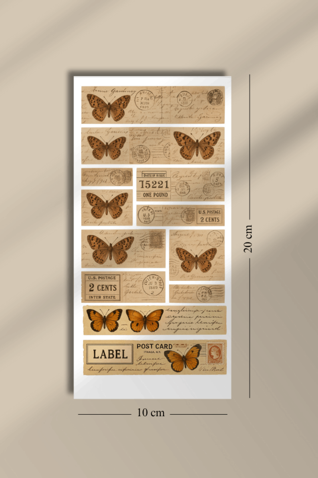 6'lı Vintage Temalı Pul Sticker Seti