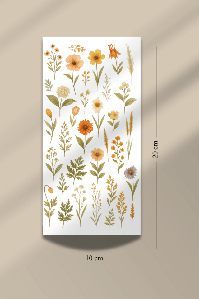 6'lı Kurutulmuş Çiçek Temalı Sticker Seti