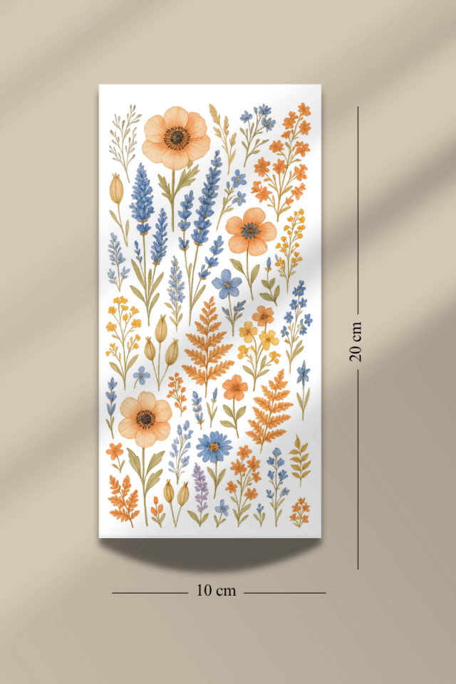 6'lı Kurutulmuş Çiçek Temalı Sticker Seti
