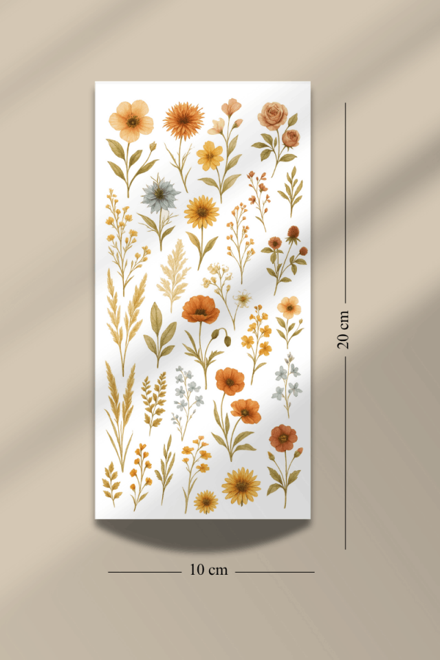 6'lı Kurutulmuş Çiçek Temalı Sticker Seti