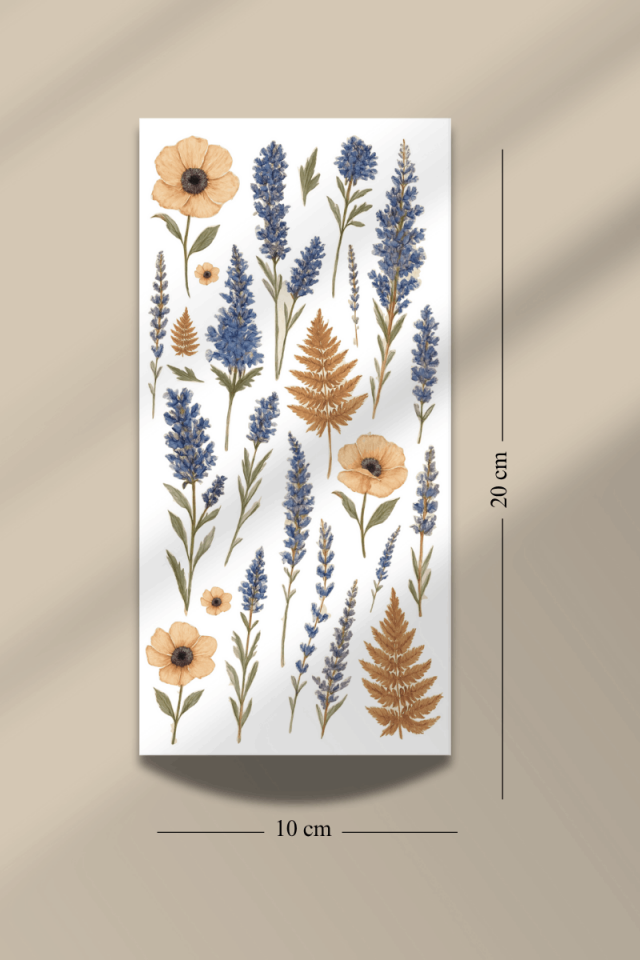 6'lı Kurutulmuş Çiçek Temalı Sticker Seti