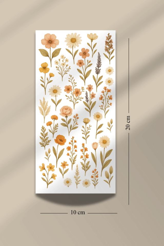 6'lı Kurutulmuş Çiçek Temalı Sticker Seti