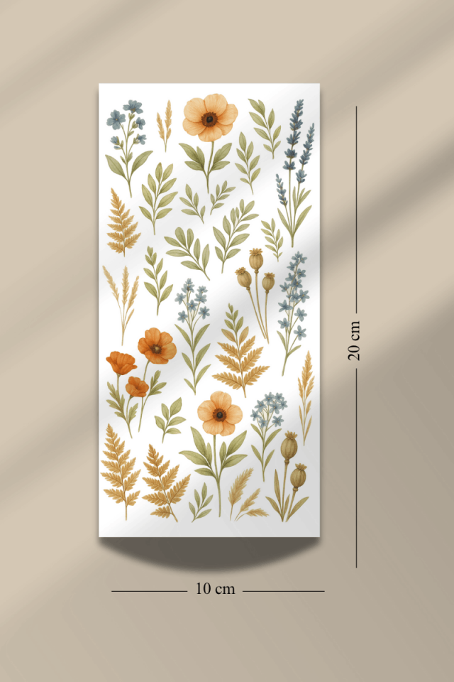 6'lı Kurutulmuş Çiçek Temalı Sticker Seti