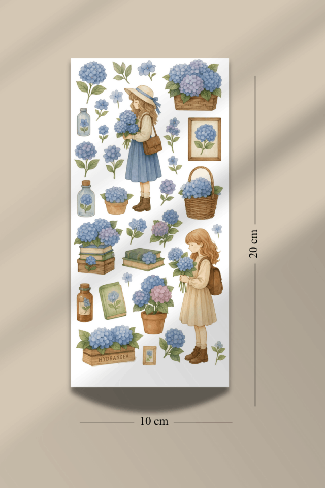 6'lı Çiçekler ve Kızlar Temalı Sticker Seti