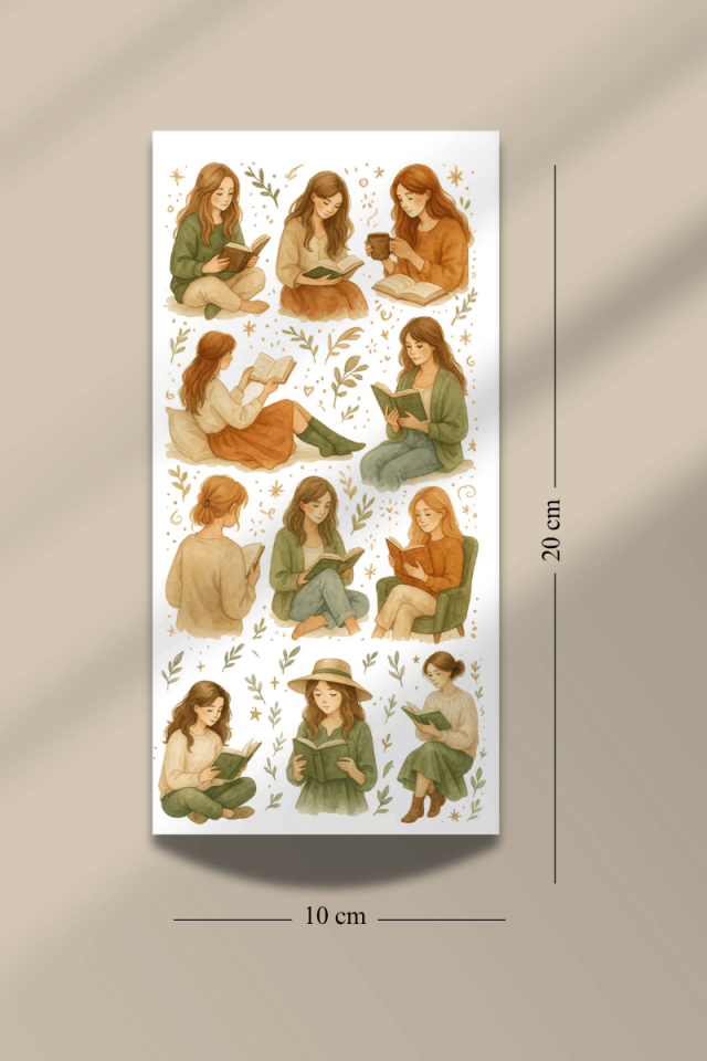 6'lı Cozy Kitap Temalı Sticker Seti