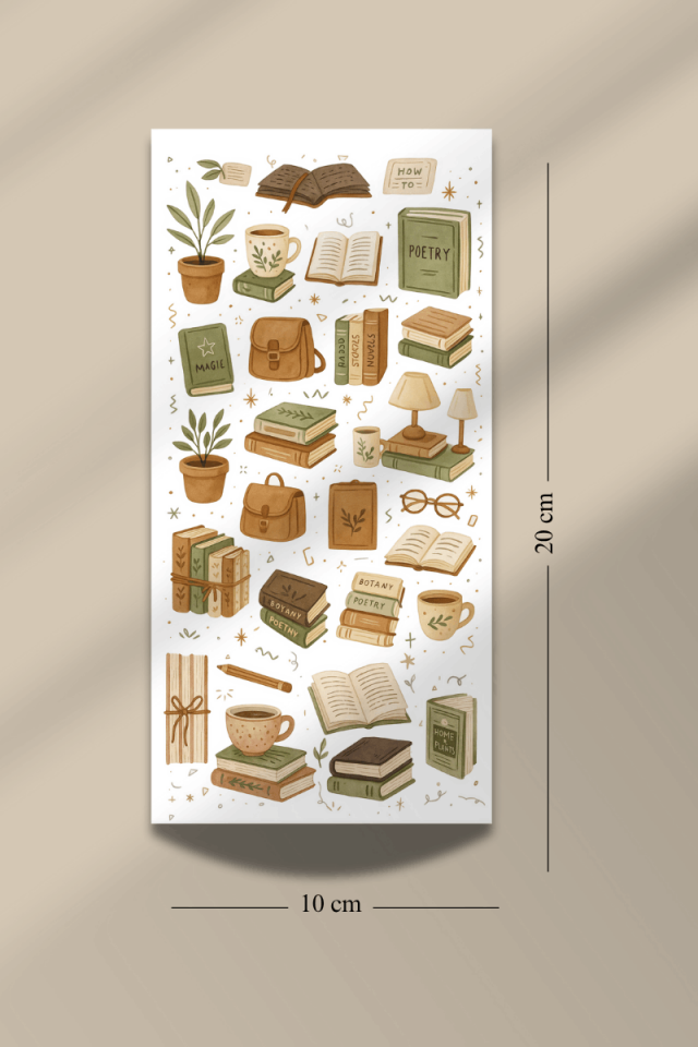 6'lı Cozy Kitap Temalı Sticker Seti