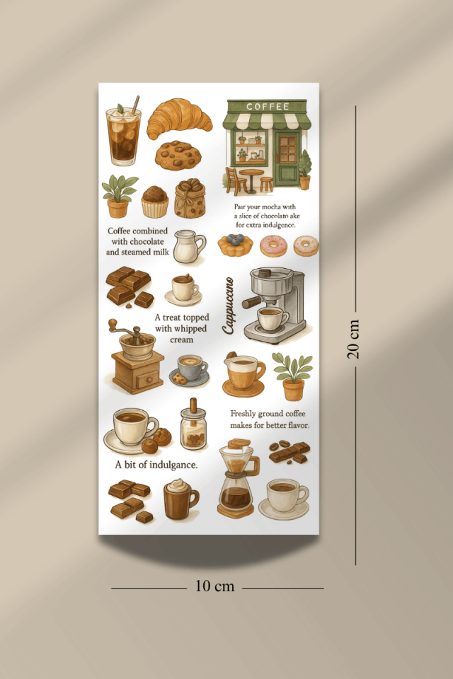 6'lı Kahve Temalı Sticker Seti