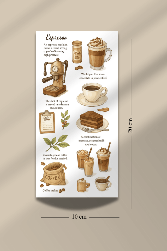 6'lı Kahve Temalı Sticker Seti