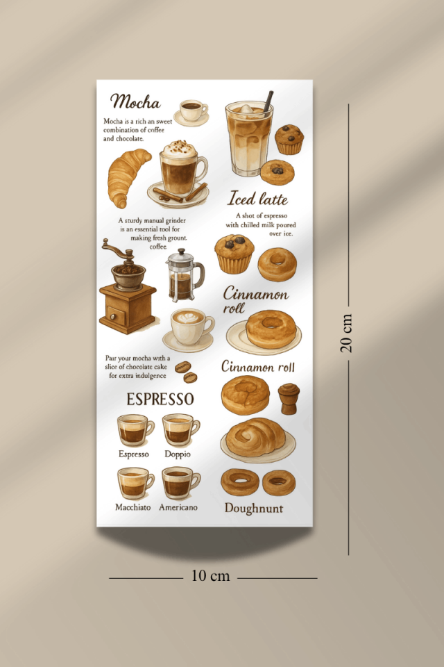 6'lı Kahve Temalı Sticker Seti