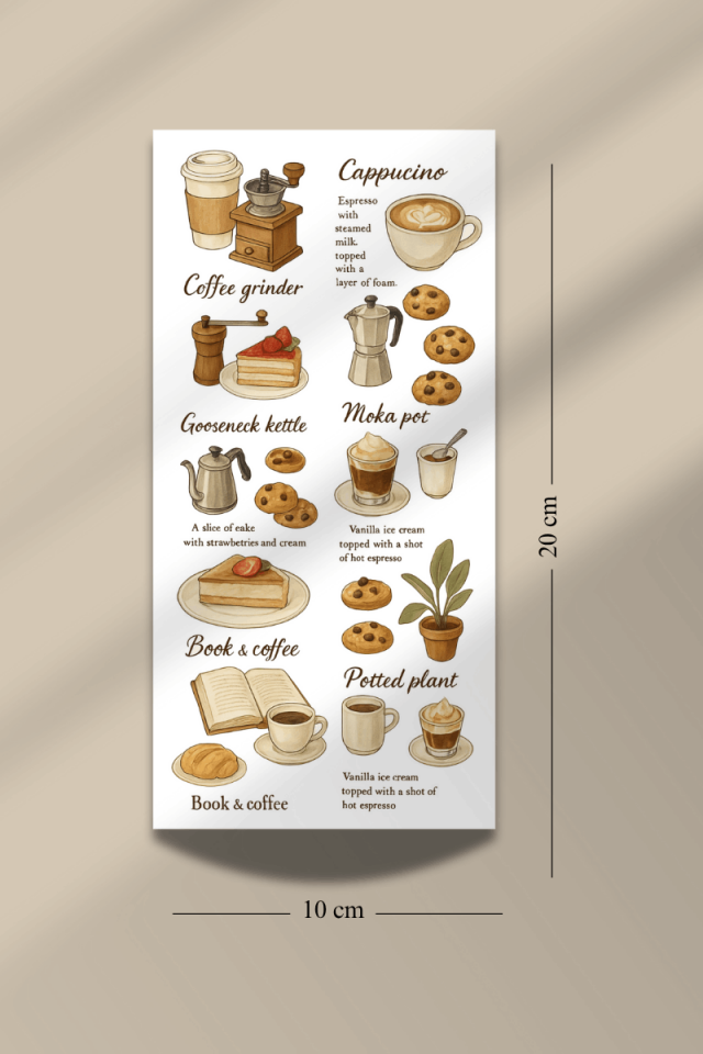 6'lı Kahve Temalı Sticker Seti