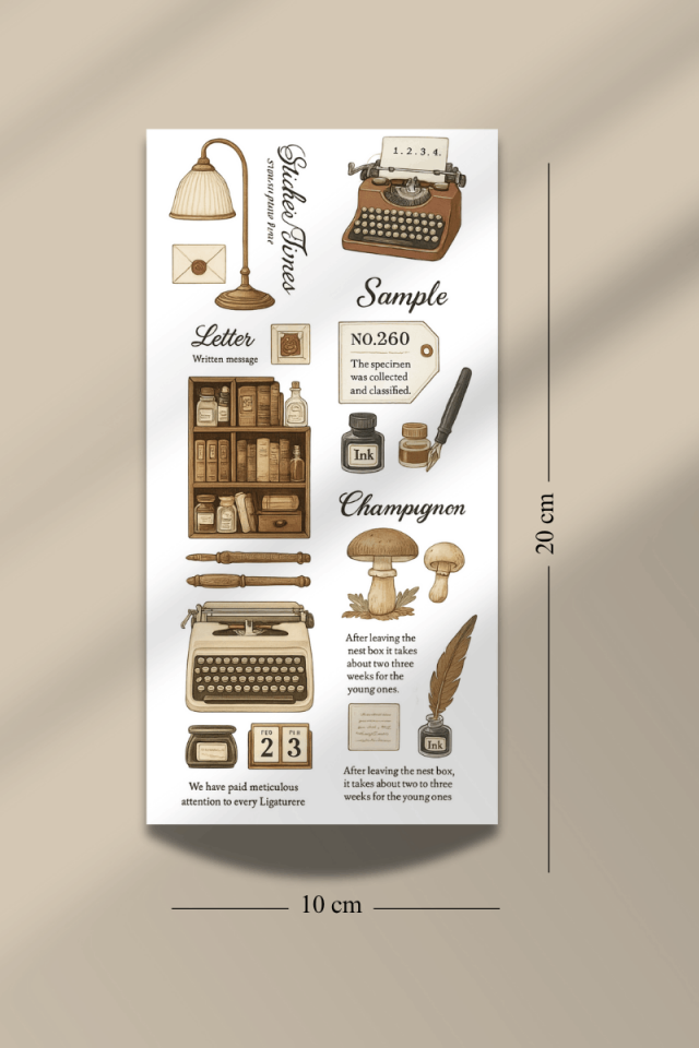 6'lı Daktilo Temalı Sticker Seti