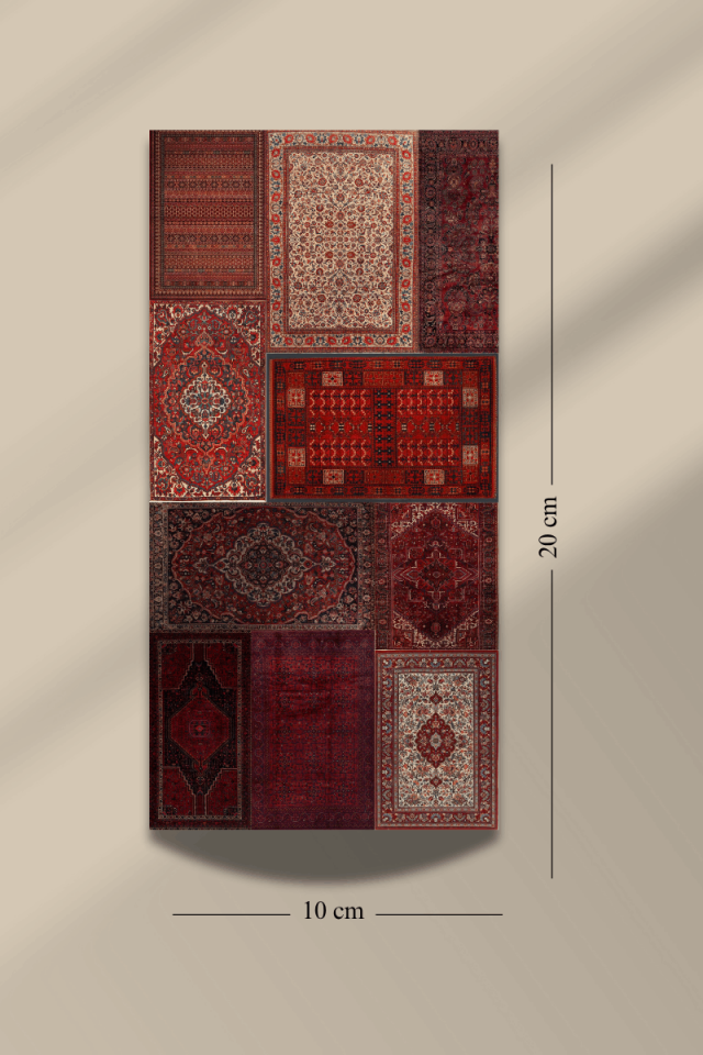 6'lı Kırmızı Etnik Desen Halı Temalı Sticker Seti