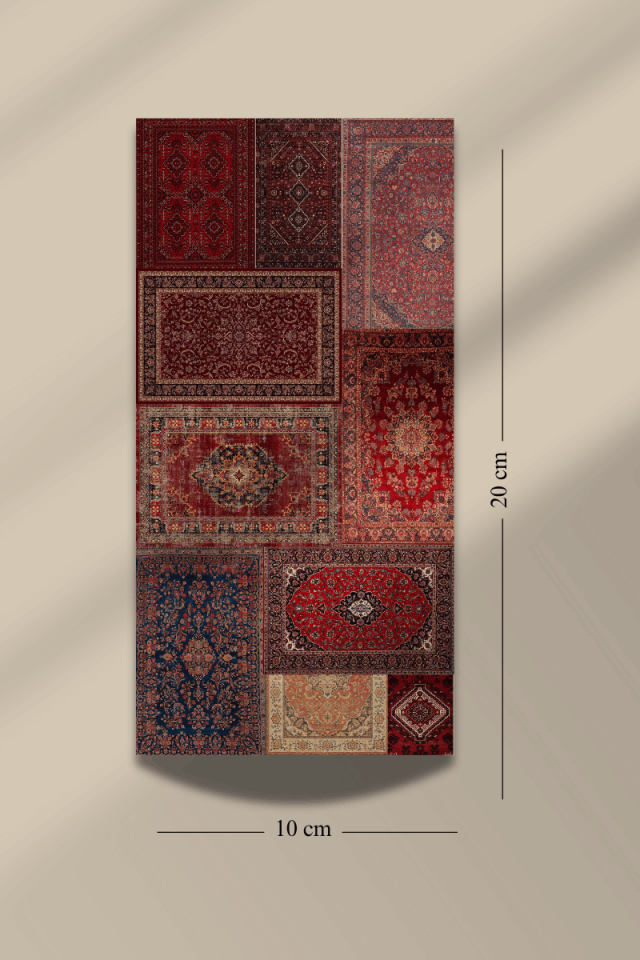 6'lı Kırmızı Etnik Desen Halı Temalı Sticker Seti