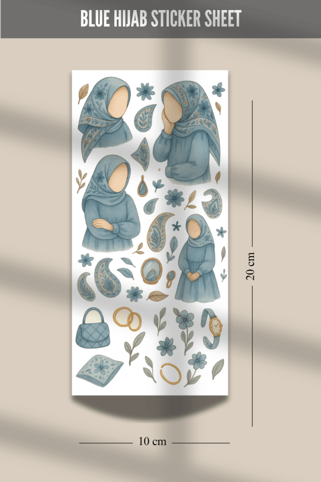 Blue Hijab Sticker Seti