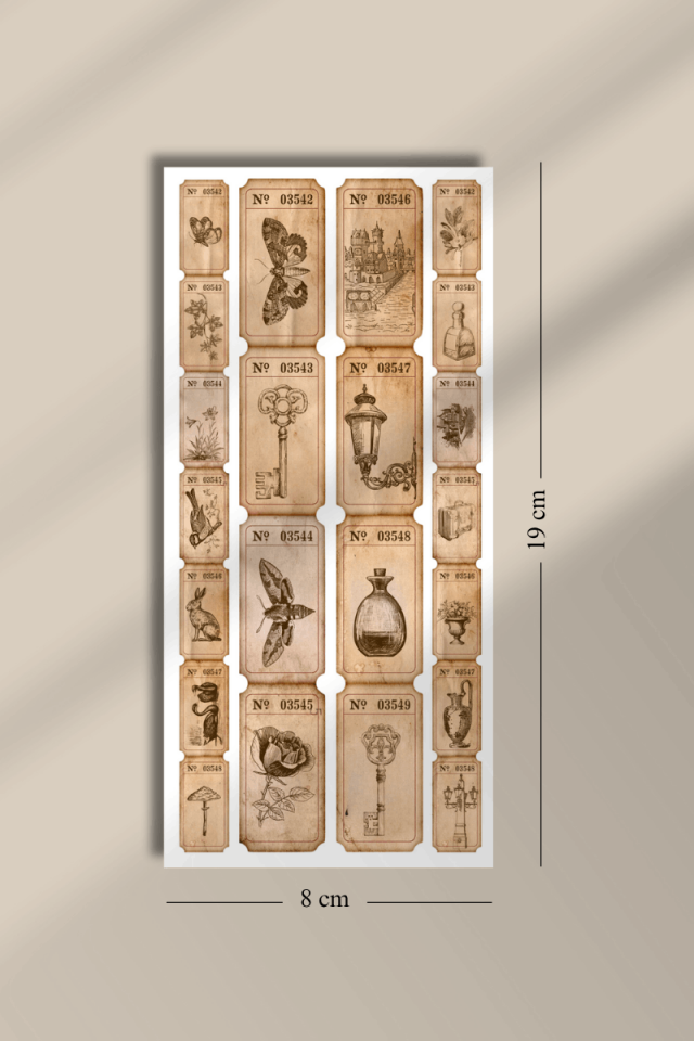 3'lü Vintage Journal Sticker Seti