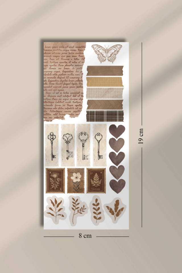 3'lü Vintage Journal Sticker Seti