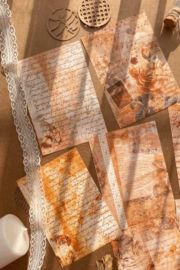 Vintage Eskitme Dantel Detaylı Scrapbook Kâğıt Seti