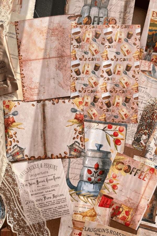 Kahve Temalı Vintage Scrapbook Seti