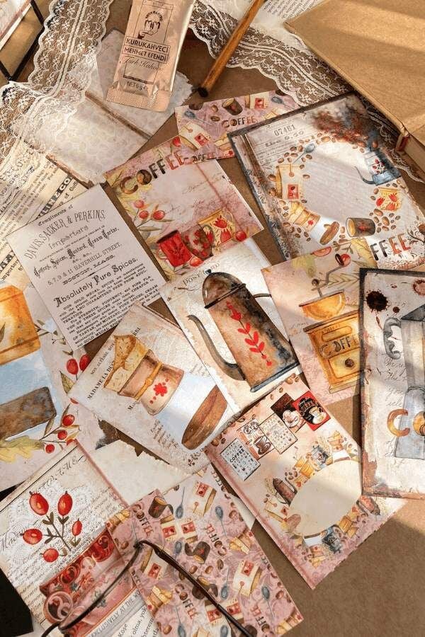 Kahve Temalı Vintage Scrapbook Seti