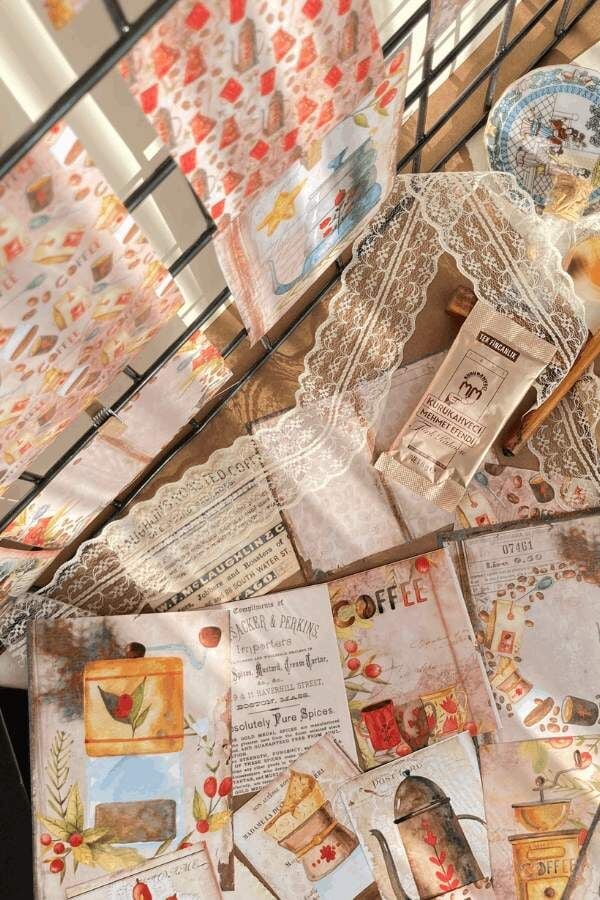 Kahve Temalı Vintage Scrapbook Seti