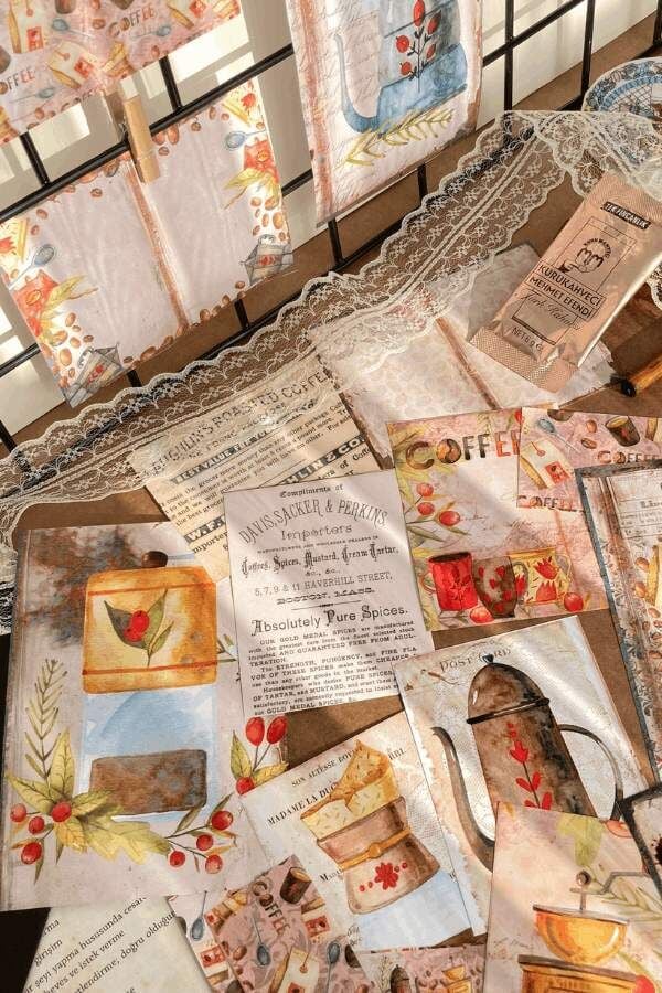 Kahve Temalı Vintage Scrapbook Seti