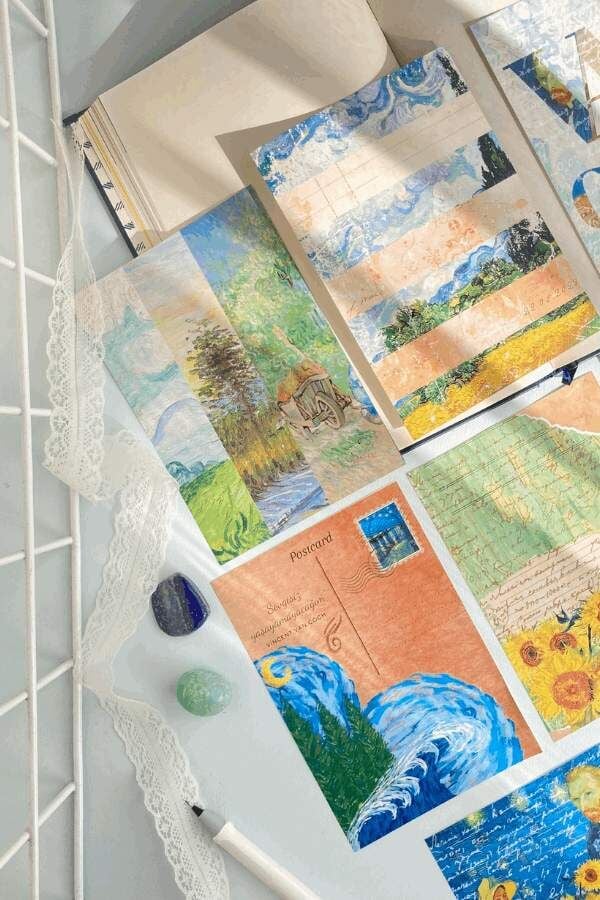 Van Gogh Temalı Scrapbook Kâğıt Seti