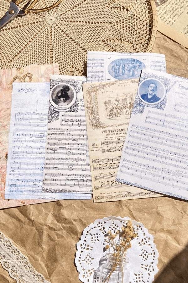 Vintage Müzik Temalı Kağıt Seti