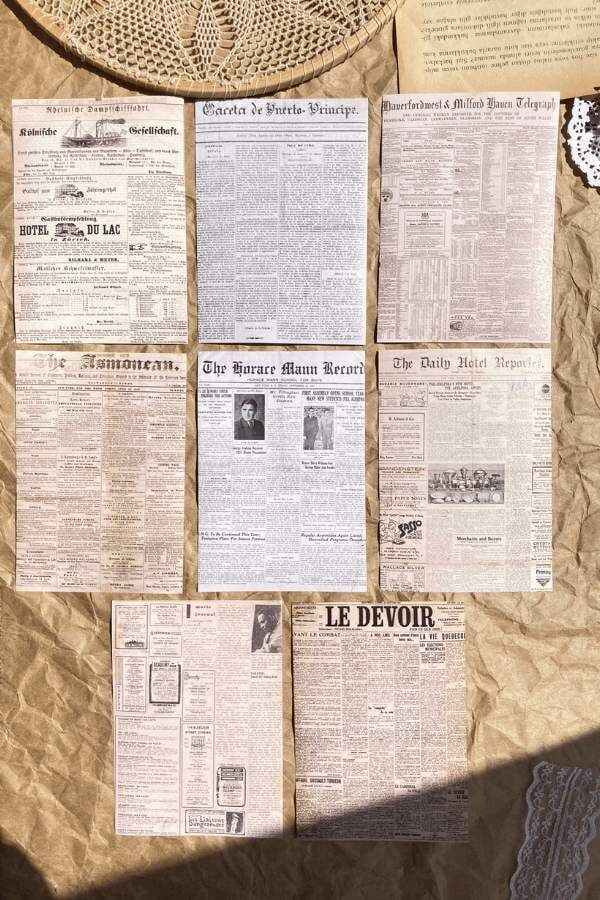 Vintage Gazete Temalı Kağıt Seti