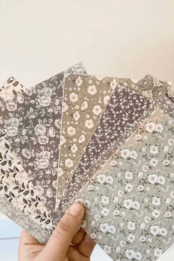 Vintage Yeşil Desen Scrapbook Kağıt Seti