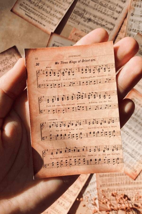 Vintage Müzik ve Notalar Desen Scrapbook Kağıt Seti