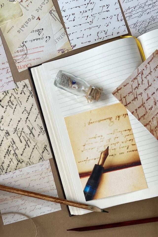 Vintage Yazı Temalı Scrapbook Kağıt Seti