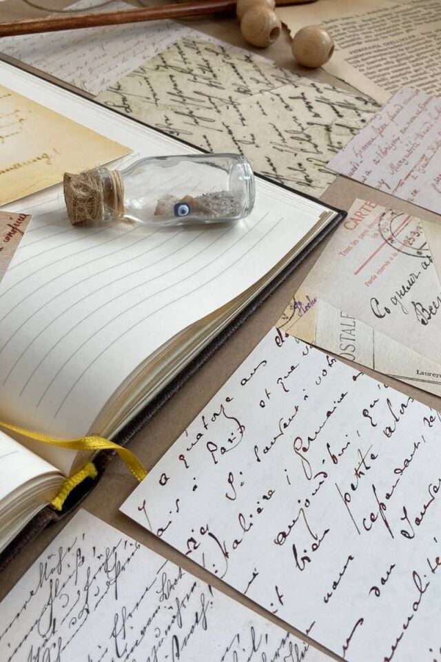Vintage Yazı Temalı Scrapbook Kağıt Seti