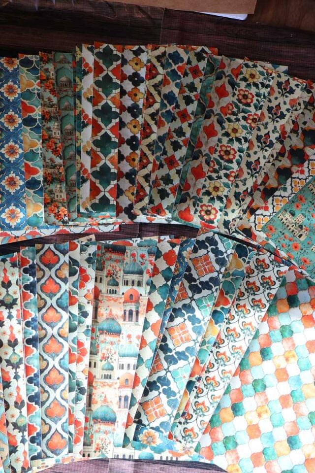 Etnik Desen 50'li Scrapbook Kağıt Seti