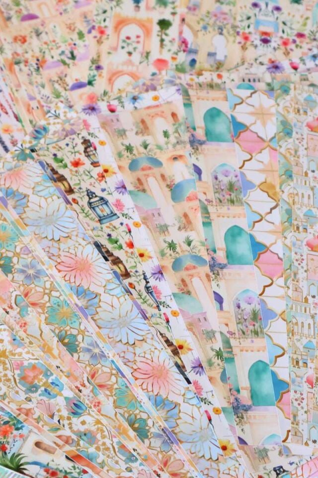 Soft Etnik Desen 50'li Scrapbook Kağıt Seti