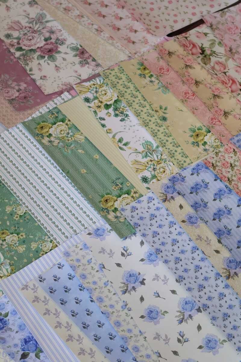 Vintage Çiçek Desenli Scrapbook Kağıt Seti 50'li