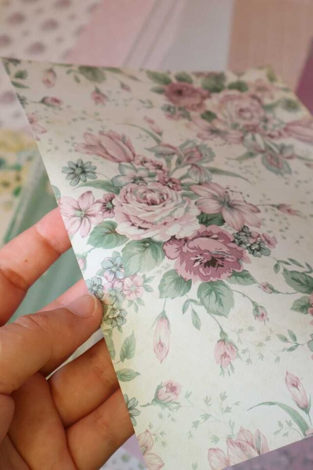 Vintage Çiçek Desenli Scrapbook Kağıt Seti 50'li